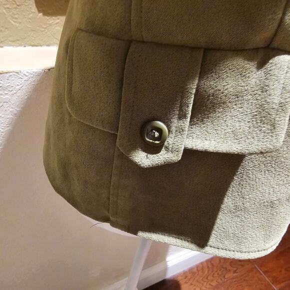 Studio 1 S14 Olive Green Faux Suede Blazer Minimalist Classic 90's Retro Vintage - Picture 7 of 12